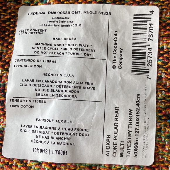 Coke Coca Cola Polar Bear Tapestry Throw Blanket - Picture 7 of 11